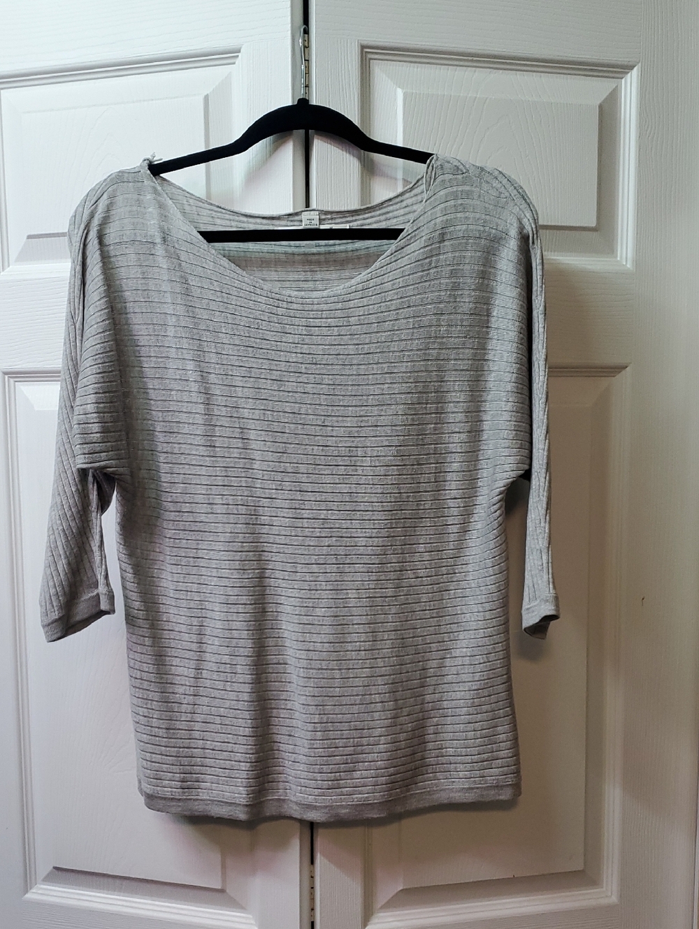 ONLY Light Gray Ribbed Boatneck Top Size M